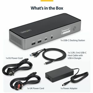 StarTech.com Station d'Accueil USB-C Triple Écran, Station de Recharge pour Ordinateur Portable 140W, HDMI 4K 60 Hz ou Dis