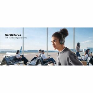soundcore Space One Pro Wired/Wireless Over-the-head, Over-the-ear Stereo Headset - Jet Black - Binaural - Circumaural - B