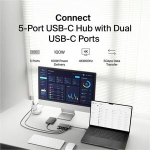 Belkin 5-Port USB-C Hub - USB-C to 2xUSB-A, 2xUSB-C, 1x4K HDMI - Docking Station - Black - for Workstation, Monitor, Displ