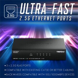 TRENDnet TEG-S351 5 Ports Ethernet Switch - 2.5 Gigabit Ethernet - 2.5GBase-T - TAA Compliant - 2 Layer Supported - 4.50 W