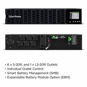 CyberPower OL2K2RTHD Smart App Online UPS Systems - 2200VA/1800W, 100 - 125 VAC, NEMA 5-20P, 2U, Rack / Tower, Sine Wave, 