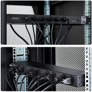 StarTech.com 14-Outlet Rackmount PDU, 1U Server Power Strip, 6x Front and 8x Rear Ports, Mounted Power Distribution Unit f