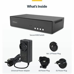StarTech Secure 4-Port Quad-Monitor KVM Switch, 2x DP In to 4x HDMI Out, 4K 60Hz, NIAP 4.0, CAC, Metal Housing, Made in th