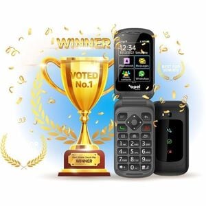Opel Mobile TouchFlip 4 GB Feature Phone - 2.8" - 512 MB RAM - 4G - Grey - Flip - Unlocked - Front Camera: 300 Kilopixel -
