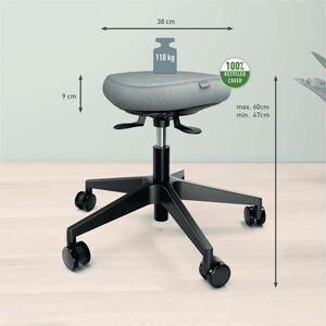 ACCO Ergo Active Wobble Stool - Adjustable Seat - Dual Density Foam (DDF), Fabric Seat - 5-star Base - Black