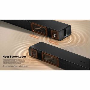 Hisense HS1000 2.0 Bluetooth Barra de Sonido - 120W RMS - Negro - Montaje en pared - 40Hz a 20kHz - Dolby Digital, Dolby D