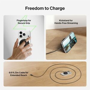 Belkin 25W Compact Wireless Magnetic Charging Stand for Smartphones - Magsafe and Qi2 Compatible - Black - For iPhone, Mag