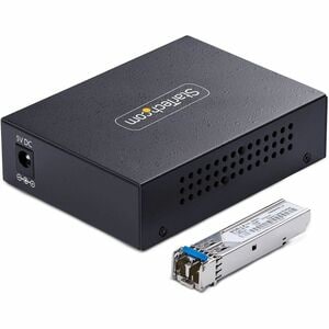 StarTech.com Gigabit Singlemode (SM) LC Glasfaser-Medienkonverter, 10/100/1000Mbps, 20 km, RJ45 zu LC, Vollmetallgehäuse, 