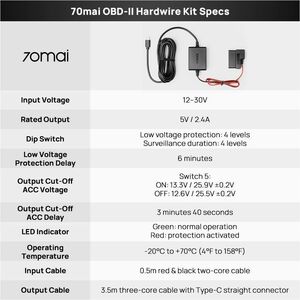 70mai OBD01 Dash Cam Hardwire Kit