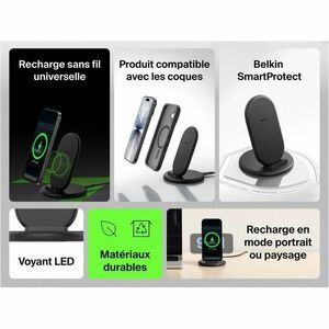 Belkin BoostCharge Induktionsladegerät - Schwarz - für Qi-fähiges Gerät, Smartphone, iPhone - Eingangsstecker: USB - Tempe