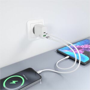 CARGADOR GAN 45W USB-C PD3.0 QC4.0 USB-A QC3.0 BLANCO