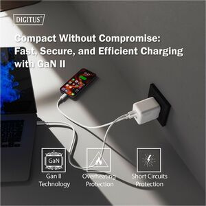Digitus 100 W AC Adapter - Universal Adapter - 2 USB Type-C - For Smartphone, Tablet, Earphone, USB Type A Device, USB Typ