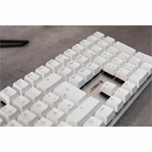 CHERRY KC 200 MX Teclado - Cabo Conectividade - USB tipo A Interface - Inglês (EUA) - Branco, Prata - Mecânica/MX Interrup
