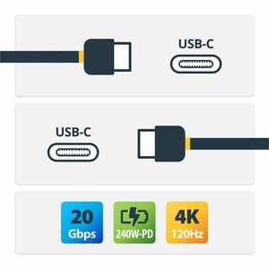 StarTech.com 3 m USB4 A/V/Power/Data Transfer Cable - 1 - Cable for Notebook, USB Device, Docking Station, Wall Charger, M