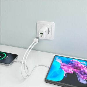 CARGADOR GAN 30W USB-C PD3.0 QC4.0 USB-A QC3.0 BLANCO