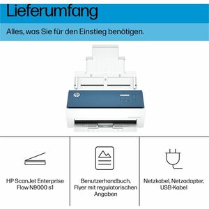 HP Scanjet Enterprise Flow 9000 s1 Einzugsscanner - 600 x 600 dpi Optische Auflösung - 24-bit Farbtiefe - 48-bit Graustufe