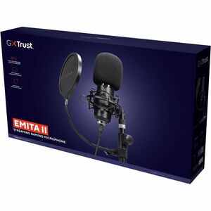 GXTrust 269 Emita II Microphone avec Bureau Support Réglable, Filtre Anti-Pop et Anti-Vent, Gamer USB Micro avec Directivi