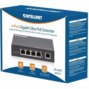 4-Port Gigabit Ultra PoE Extender, Adds up to 100 m (328 ft.) to PoE Range, 90 W PoE Power Budget, Four PSE Ports with up 