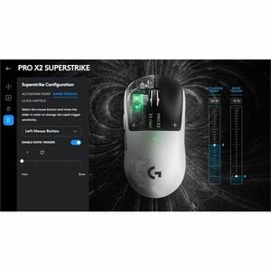 Logitech G PRO X2 SUPERSTRIKE 游戏鼠标 - 无线电频率 - USB 2.0 Type A - 5 按钮 - PC, Mac - 无线 - 2.40 GHz - 可充电 - 44000 dpi - 右旋转
