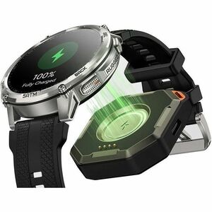Kospet TANK T4C Smart Watch - Round Case Shape - Black Body Color - Stainless Steel, Zinc Alloy Case Material - Silicone B