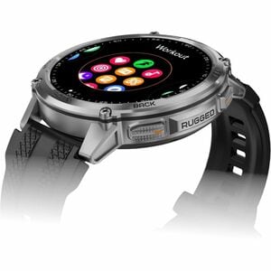 Kospet TANK T4C Smart Watch - Round Case Shape - Silver Body Color - Stainless Steel, Zinc Alloy Case Material - Silicone 