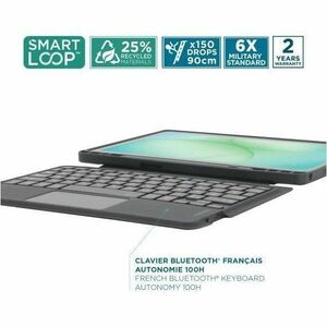 MOBILIS C2 Keyboard/Cover Case (Folio) for 27.9 cm (11") Samsung Galaxy Tab A11+, Galaxy Tab A9+ Tablet - Black - Drop Res