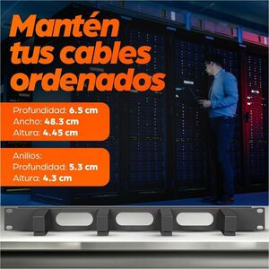 19" Cable Management Panel, 1U, 4 short plastic rings, Black - Cable Management Panel - 1U Rack Height x 19" Panel Width -