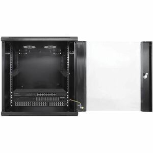 Network Cabinet, Wall Mount (Standard), 12U, 450mm Deep, Black, Assembled, Max 60kg, Metal & Glass Door, Back Panel, Remov