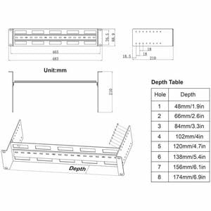 Adjustable 19" Rackmount DIN Rail Kit, 2U, Chassis to Mount Top Hat DIN Rail Equipment in a 19 in. Rack, Adjustable Rail D