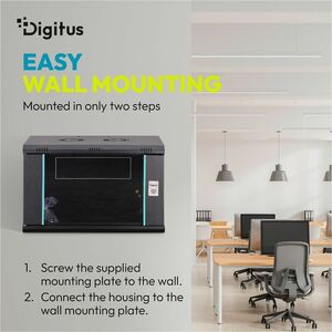 Digitus Dynamic-N 16U Wandmontierbar Geschlossener Schrank Rackschrank für Networking, Server - Hellgrau - Stahl, Glas, Bl
