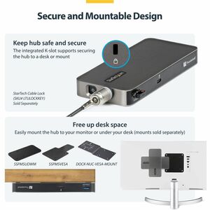 StarTech.com Hub Thunderbolt™ 5 a 4 Porte con KVM Thunderbolt™ Share, 80/120Gbps, Multi-Monitor 8K, PD 140W, USB-A 10Gbps,