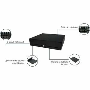 apg Legend SL3000 Cash Drawer - EUR 10 Bill - 8 Coin - 2 Media Slot - 3 Lock Position - Serial Port - Multi Serial - Steel