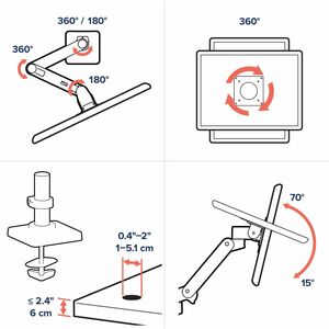 Ergotron Mounting Arm for Monitor, Display, LCD Display - Black - Height Adjustable - 1 Display(s) Supported - 86.4 cm (34