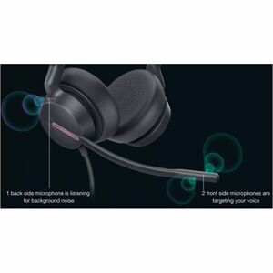 Yealink UH46 Wired Over-the-head, On-ear Stereo Headset - Microsoft Teams Certification - Binaural - Supra-aural - 20 Hz t