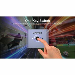 Unitek V1163A Video Switchbox - Cable - 8K - 2 Input Device - 1 Display - 1 x USB - 2 x HDMI In - 1 x HDMI Out