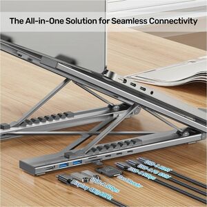 Foldable Laptop Stand with Docking Station (2USB-A 5Gbps + USB-C 5Gbps + HDMI 4K 60Hz + SD/Micro SD + PD 100W)