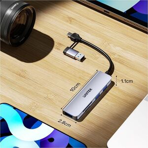5-in-1 USB Hub with 3 Ports USB-A 5Gbps SD and Micro SD Card Reader UNITEK hook color box