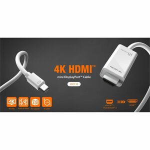 j5create JDC159 1.80 m DisplayPort/HDMI A/V Cable - Cable for Audio/Video Device, MAC, TV, Projector - First End: 1x Mini 