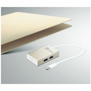 j5create JCH343 USB Hub - USB Type C - 640 MB/s - Notebook, Mouse, Keyboard, Flash Drive - Champagne Metallic - 4 Total US