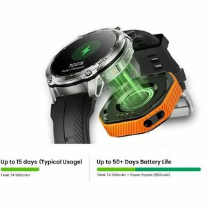 Kospet POCKET-T4 Power Bank - Black, Orange - For Smartwatch - 850 mAh - 500 mA - 5 V Output - 5 V Input - USB Type-C Conn