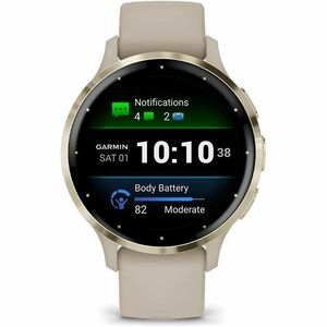 Garmin Venu 3S Smart Watch - Round Case Shape - 41 mm Case Height - 41 mm Case Width - Soft Gold Stainless Steel Body Colo