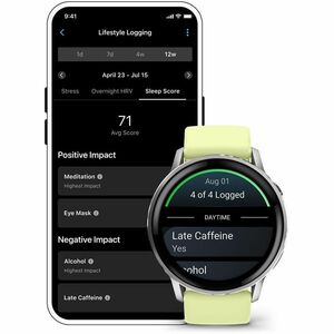 Garmin Venu 4 Smart Watch - Silver Case Color - Citron Band Color - Stainless Steel, Metal Body Material - Fiber Reinforce