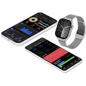 Carneo Zephyr Ultra HR+ Smart Watch - 10 mm Case Thickness - Silver Body Color - Silver, Grey Band Color - Metal, Tempered