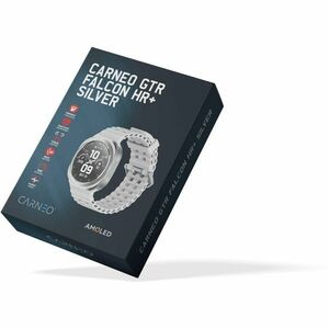 Carneo GTR Falcon HR+ Smart Watch - Round Case Shape - 12 mm Case Thickness - 45 mm Case Width - Silver Body Color - Glass
