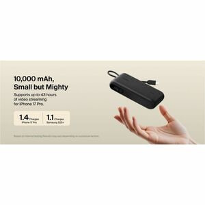 Belkin BoostCharge Stromspeicher - Schwarz - 10000 mAh - 45 W - Integriertes Kabel - Schwarz