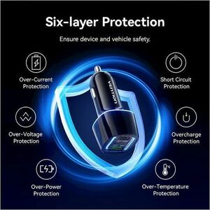 VENTION TWO-PORT USB-C + A (30W + 18W) CAR CHARGER BLACK ABS