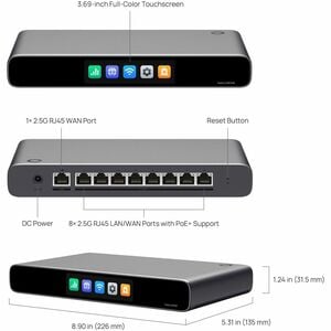 Omada Fusion Router - 9 Anschlüsse - 8 RJ-45 Port(s) - 1 WAN Port(s) - PoE Ports - Steckplätze2 GB - 2.5 Gigabit Ethernet 