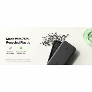 Belkin UltraCharge Power Bank - Black - For iPhone, iPad Air, iPad mini, iPad Pro - 10000 mAh - 45 W - USB Type-C Connecto