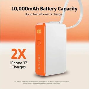 Hyperjuice Flex HJ5401OGGL Power Bank - Vermilion Orange - For Smartphone, Tablet PC, Notebook, USB Type A Device, USB Typ
