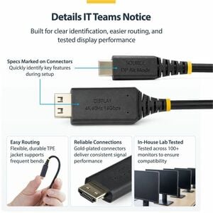 StarTech.com 1 m HDMI/USB-C A/V Cable - 1 - Cable for Audio/Video Device, Notebook, Display, External GPU, Tablet, Worksta